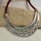 Affordable Tribal Necklace Silver Statement Sparkly Maroon Cord - VP's Jewelry  