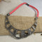 Affordable Tribal Bib Necklace with Pink Leather Cord - VP's Jewelry