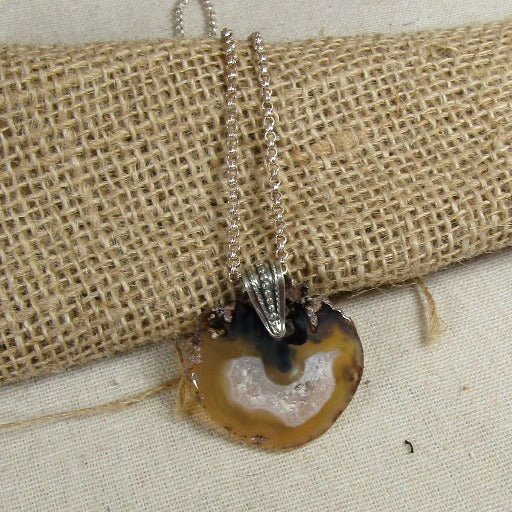 Agate Pendant Necklace on Rolo Sterling Silver Chain - VP's Jewelry
