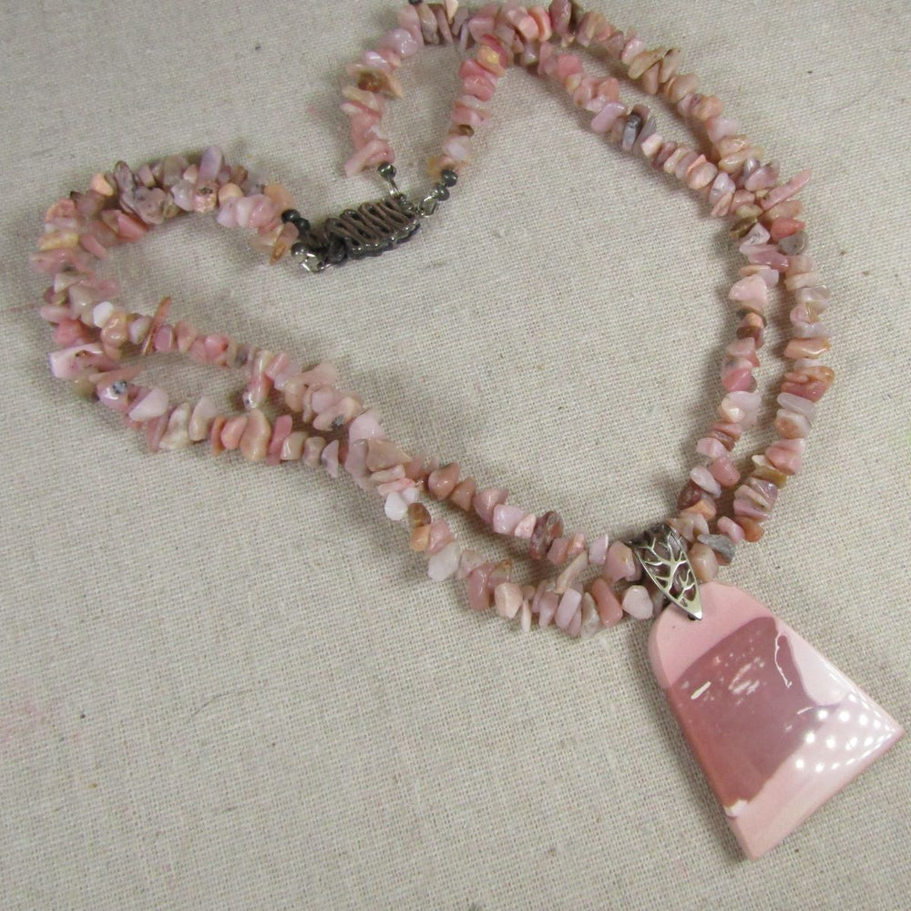 Pink Opal Gemstone Pendant Necklace Heirloom-quality Handmade - VP's Jewelry