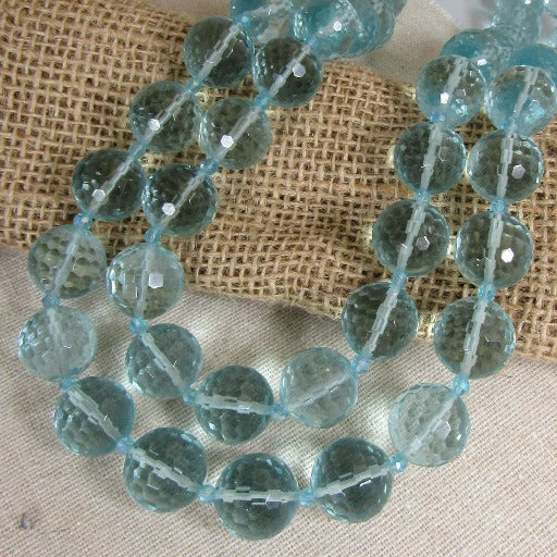 Aqua Double Stand Bead Crystal Necklace Classic - VP's Jewelry