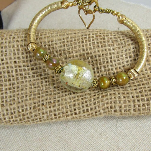 Gold Bangle Bracelet with Handmade Focus - VP's Jewelry