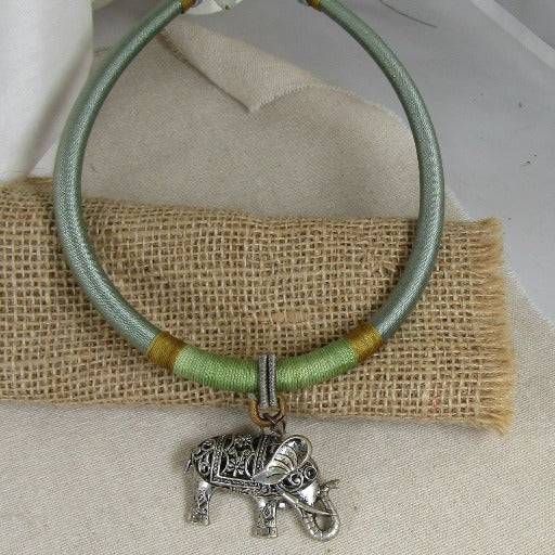 Elephant Pendant on Silk Cord Necklace - VP's Jewelry