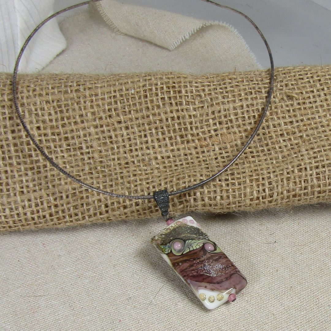 Handmade Purple Artisan Glass Bead Lampwork Pendant Necklace - VP's Jewelry