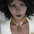 Gold Ceramic Artisan Handmade Pendant on Gold Choker - VP's Jewelry