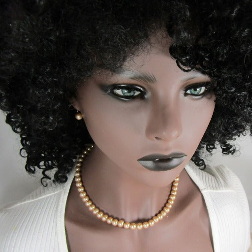 Creamy Beige  Pearl Necklace, Earrings and Bracelet Jewelry Set