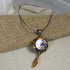 Blue Swirled Designer Handmade Bead Pendant Necklace on Silver Chain - VP's Jewelry