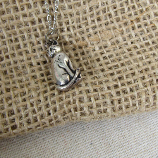 Child's Sitting Cat Pendant Necklace - VP's Jewelry