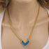 Light Turquoise Blue Druzy Pendant on Gold Chain - VP's Jewelry