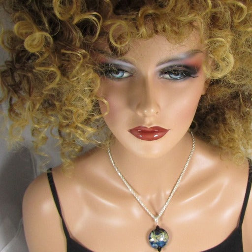 Handmade Artisan Glass Bead Navy Pendant Necklace - VP's Jewelry