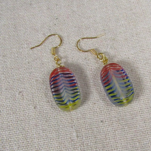 Handmade Artisan Glass Striped Earrings Multi-colored - VP's Jewelry