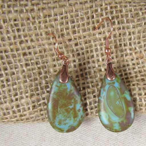 Turquoise Glass Picasso Teardrop Earrings - VP's Jewelry