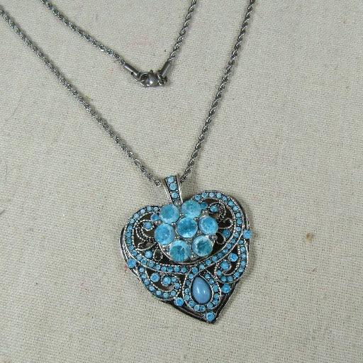Big Aqua Heart Pendant Necklace - VP's Jewelry