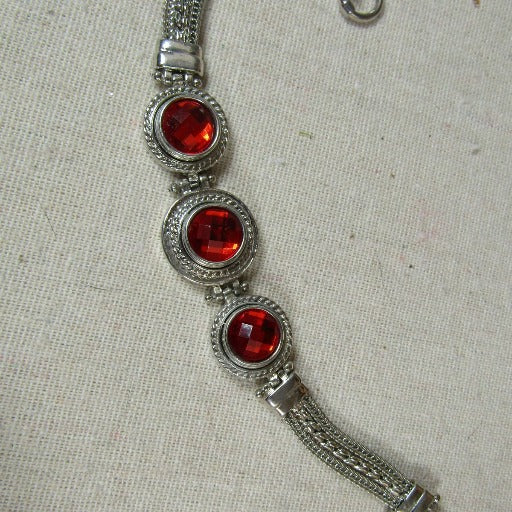 Red Crystal & Silver Bracelet - VP's Jewelry