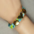 Multi-colored Blue Yellow Green Leather Bracelet for a Woman