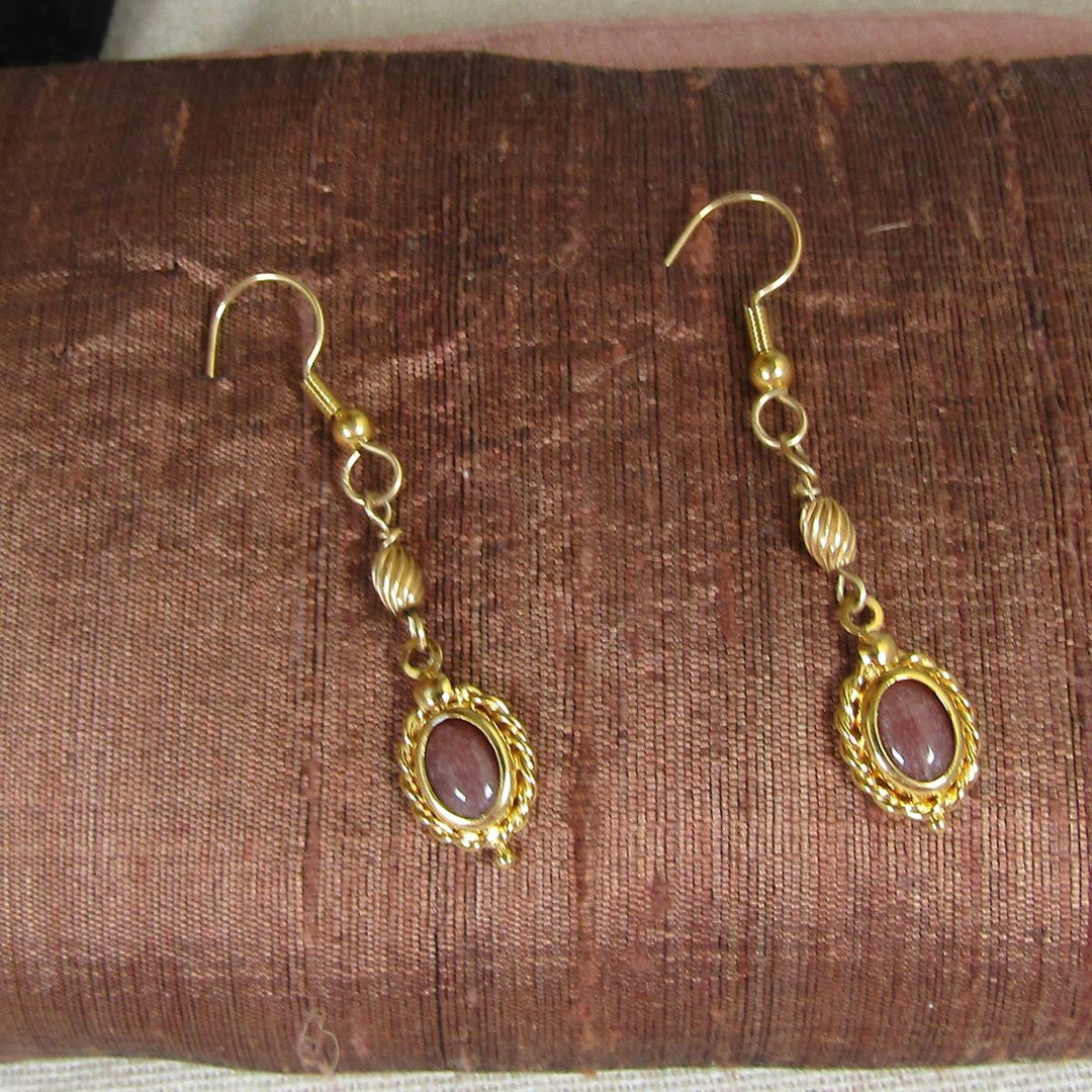 Red Jasper Gold Earrings