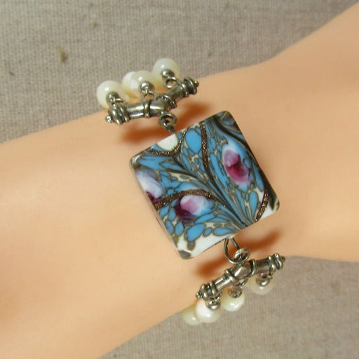 Mother of Pearl and Handmade Venetian Glass Bracelet - VP's Jewelry