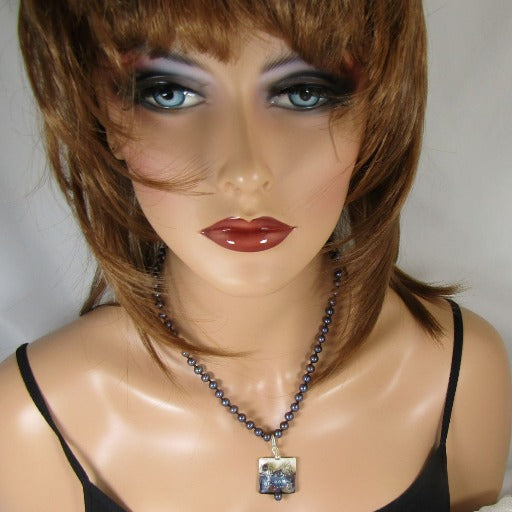 Black Pearl Necklace Handmade Pendant & Earrings - VP's Jewelry