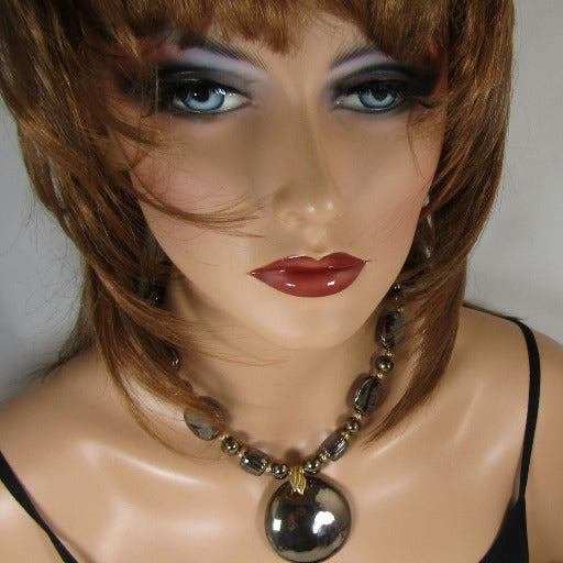 All Black Kazuri Fair trade Bead Fashion Necklace & Earrings - VP's Jewelry