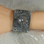 Wide Leather Sparkly Cuff Bracelet - VP's Jewelry