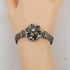 Blue Crystal & Rhinestone Antique Gold Bangle Bracelet - VP's Jewelry