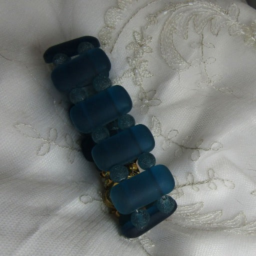 Turquoise Sea Glass Stunning Cuff Bracelet Handmade - VP's Jewelry