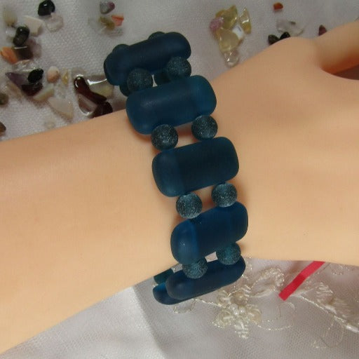 Turquoise Sea Glass Stunning Cuff Bracelet Handmade - VP's Jewelry
