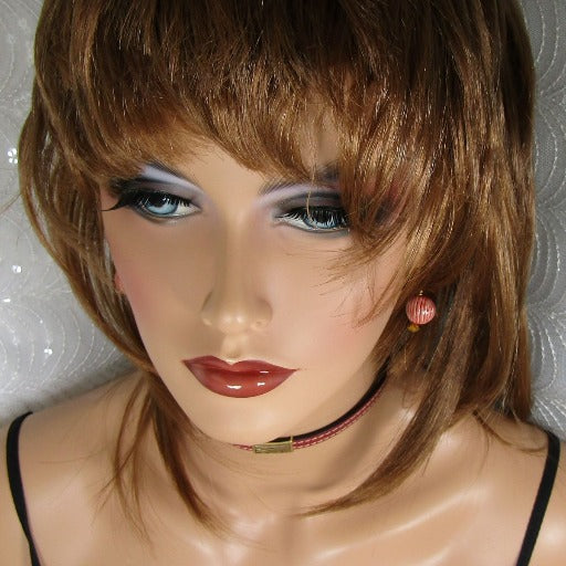 Leather Chocker in Marron with Beaded Earrings - VP's Jewelry
