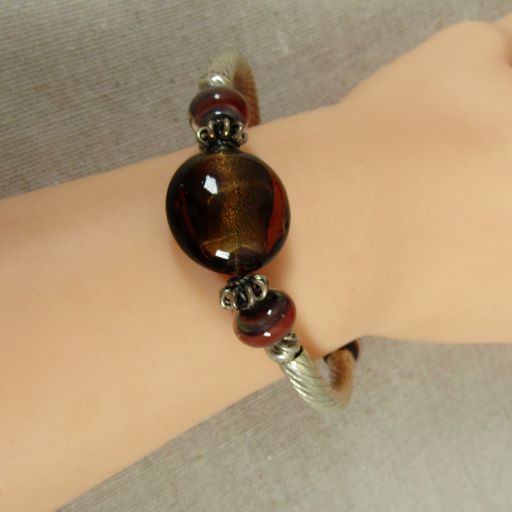 Brown Artisan Bead & Noodle Bracelet - VP's Jewelry
