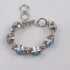 Aqua Rhinestone Silver Bangle Bracelet - VP's Jewelry