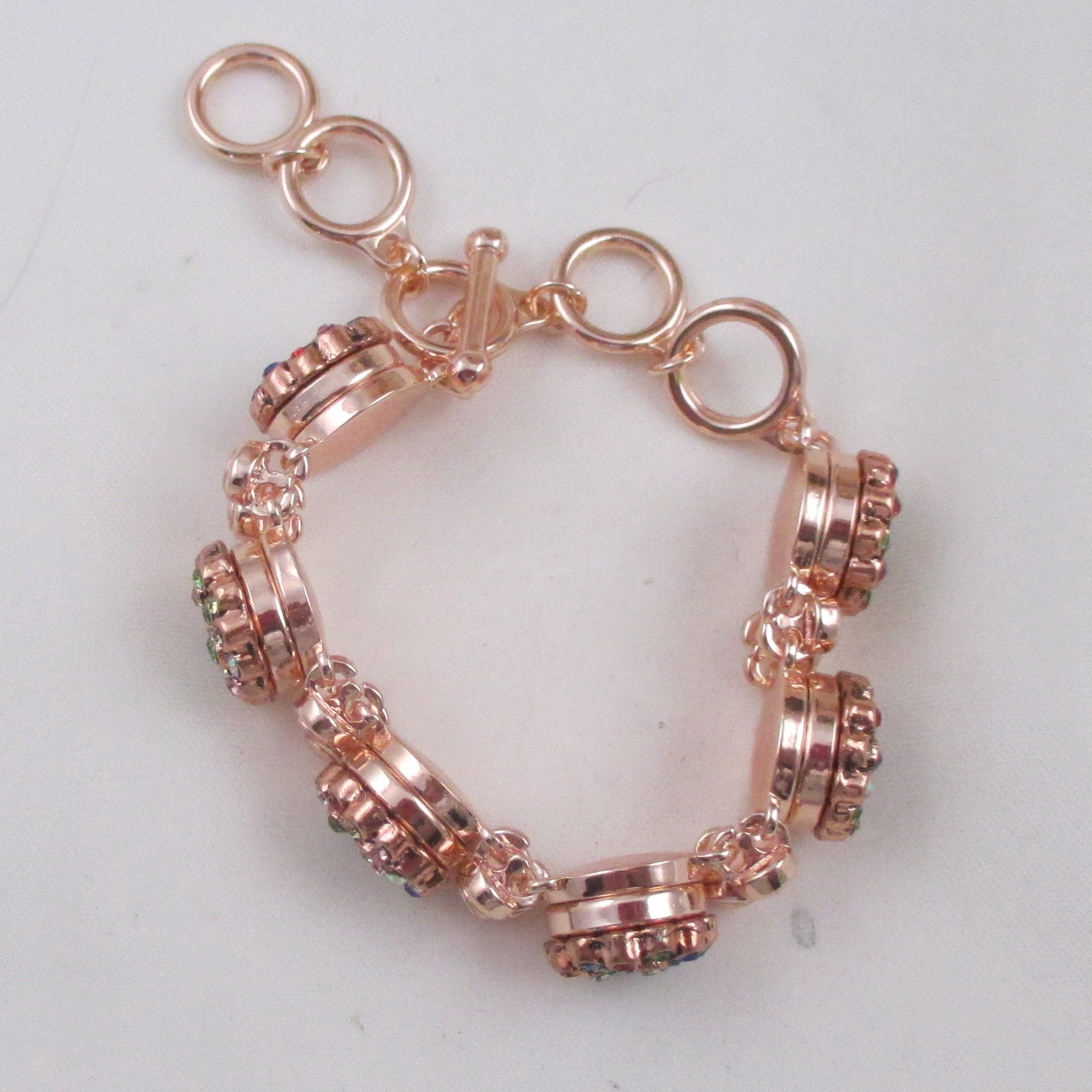 Mukti-colored Rhinestone & Rose Gold Bangle Bracelet - VP's Jewelry