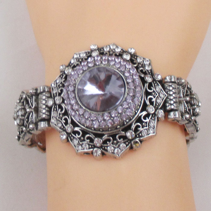 Exquisite Woman's Fashion Lilac Crystal & Rhinestone Bracelet - VP's Jewelry