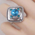 Aqua Rhinestone Fashion Ring Size 8