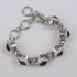 Black Rhinestone Silver Bangle Bracelet - VP's Jewelry