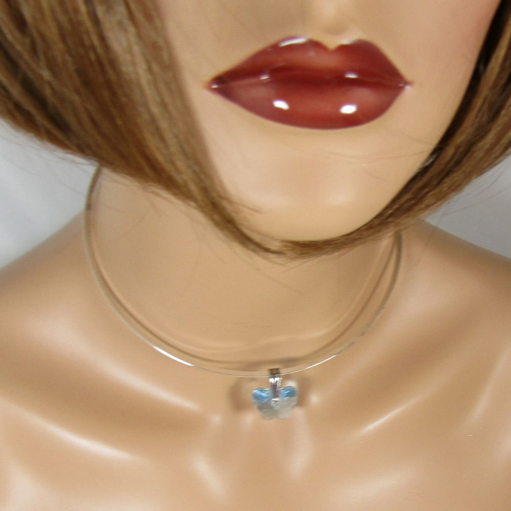 Blue Crystal Butterfly Pendant Necklace - VP's Jewelry
