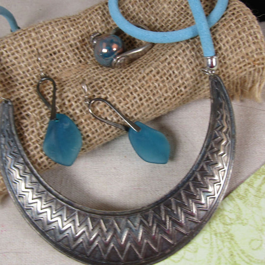 Jewelry Set - Necklace, Bracelet, Earrings & Ring Gift Set in Blue - VP's Jewelry  