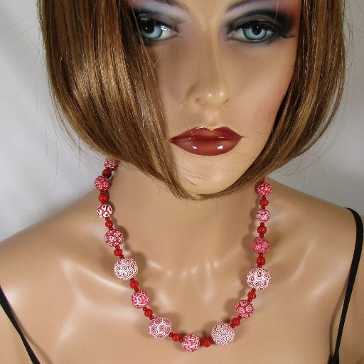 Red & White Handmade Fair Trade Bead Necklace - VP's Jewelry