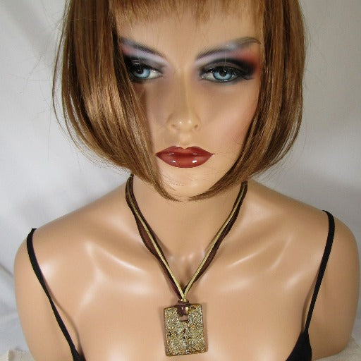 Brown Fair Trade Swazi Pendant on Silk Necklace - VP's Jewelry