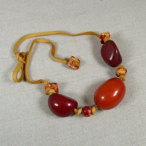 Chunky Eco-friendly Tagua Nut Necklace Big bold Orange Neck Wear - VP's Jewelry