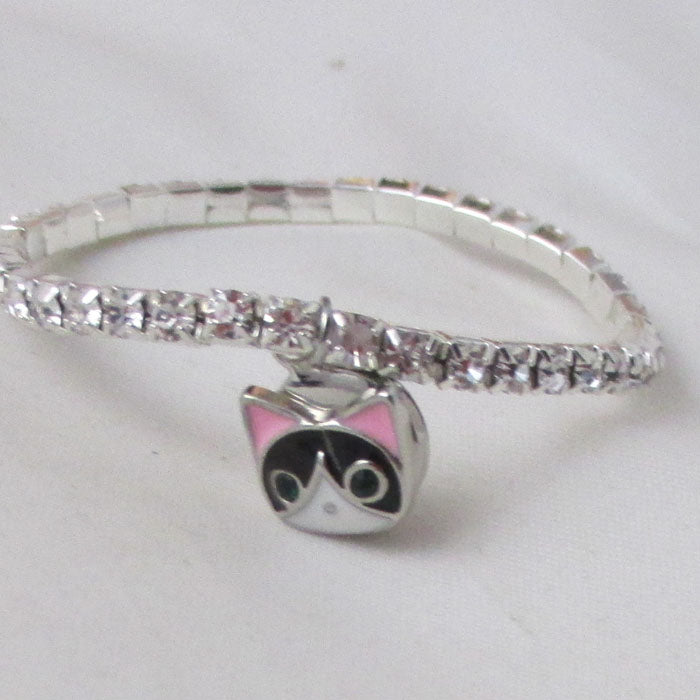 Rhinestone & Cat Bracelet for a Child - VP's Jewelry