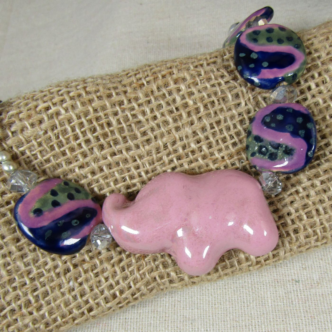 Lilac and Purple Elephant Kazuri Necklace - VP's Jewelry