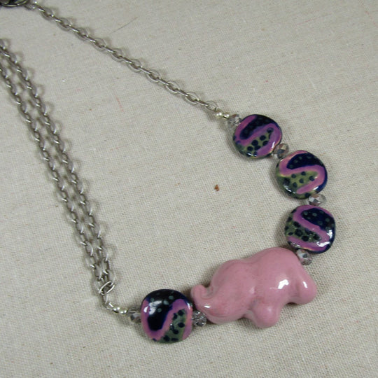 Lilac and Purple Elephant Kazuri Necklace - VP's Jewelry