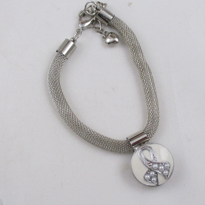 White Awareness Charm Bracelet