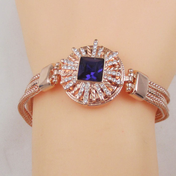 Purple Tanzanite & Rhinestone Exquisite Rose Gold Bracelet