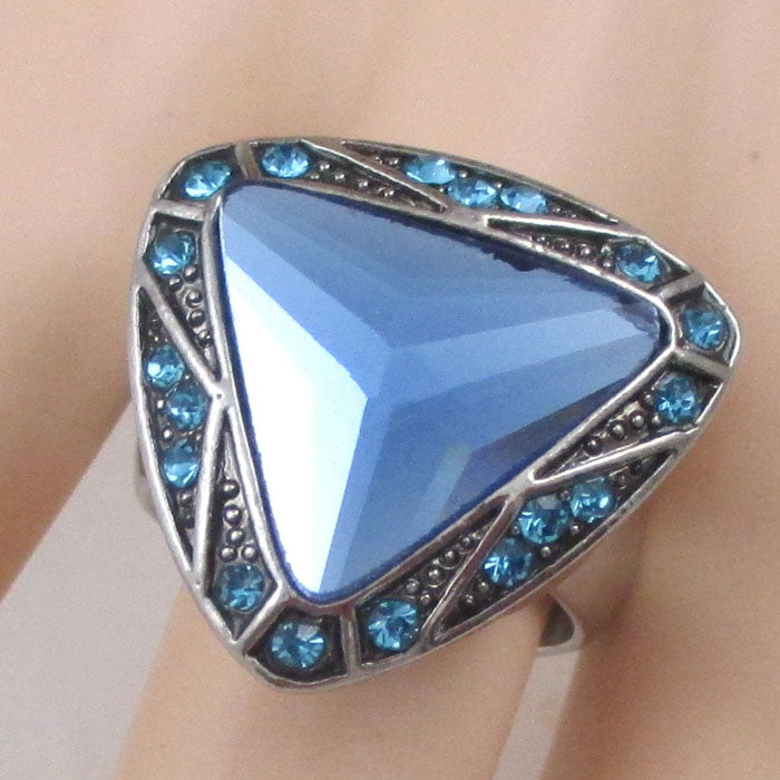 Blue Fashion Rhinestone Ring Size 8