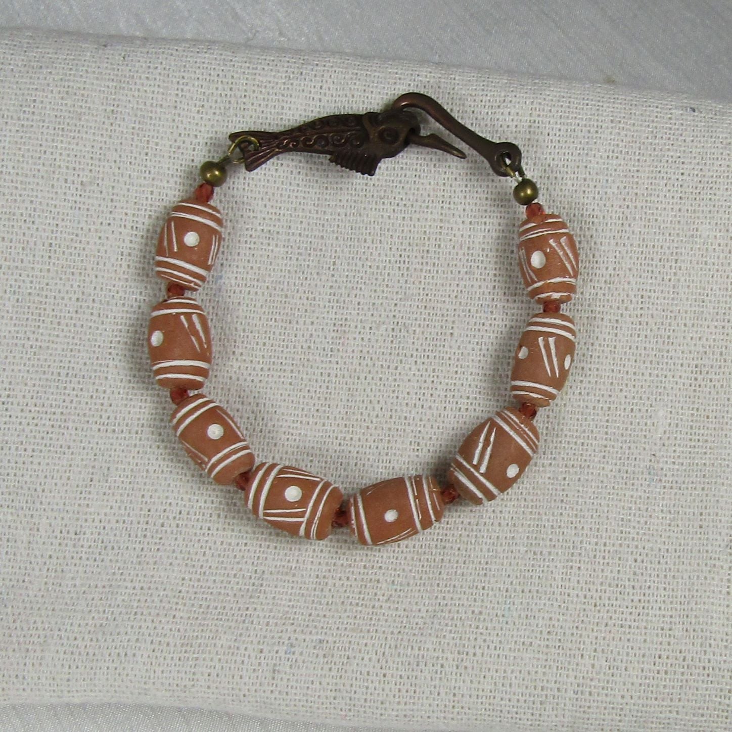 West African Terracotta Clay Handmade Bead Bracelet - VP's Jewelry
