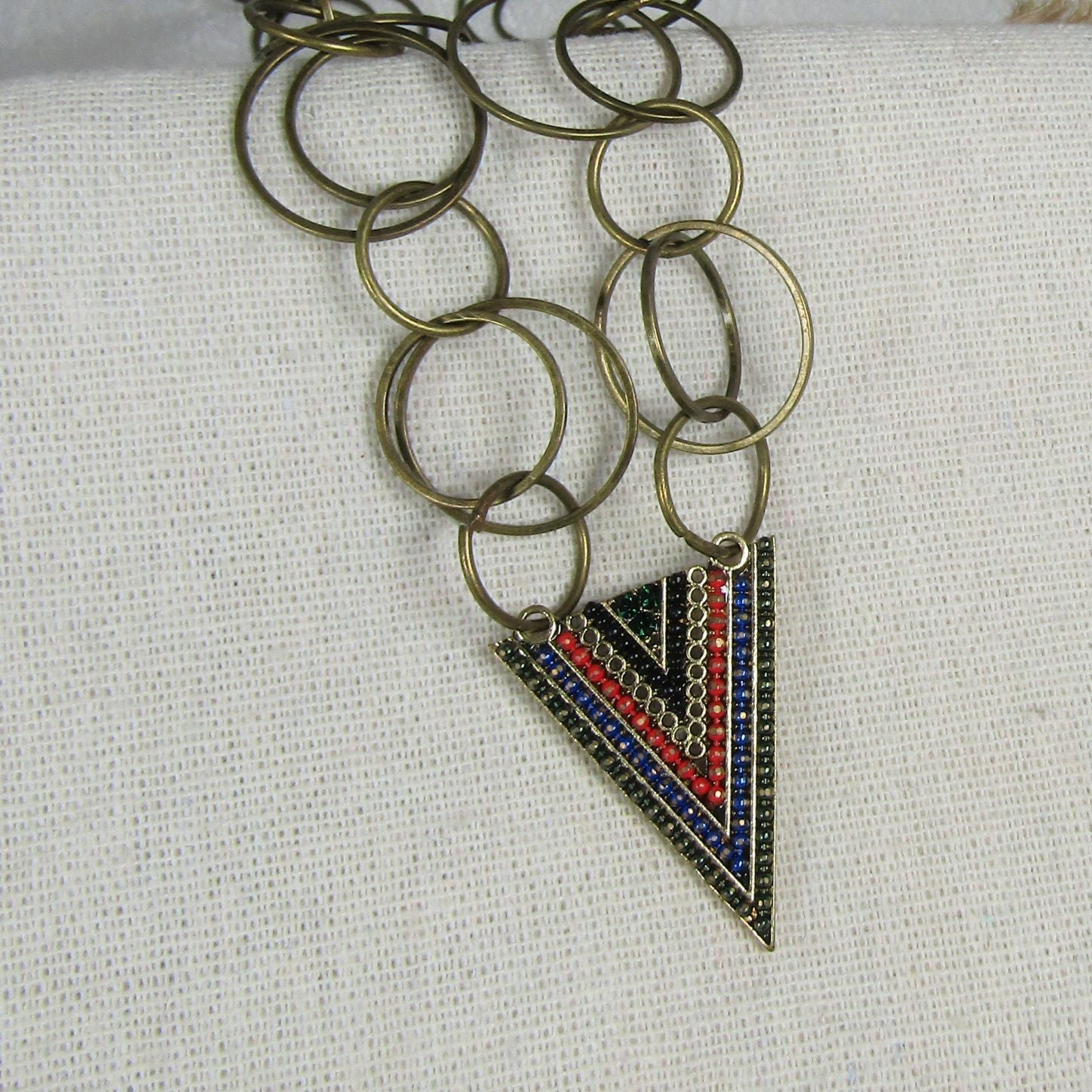 Arrow Pendant on Antique Brass Multiring Necklace & Earrings - VP's Jewelry