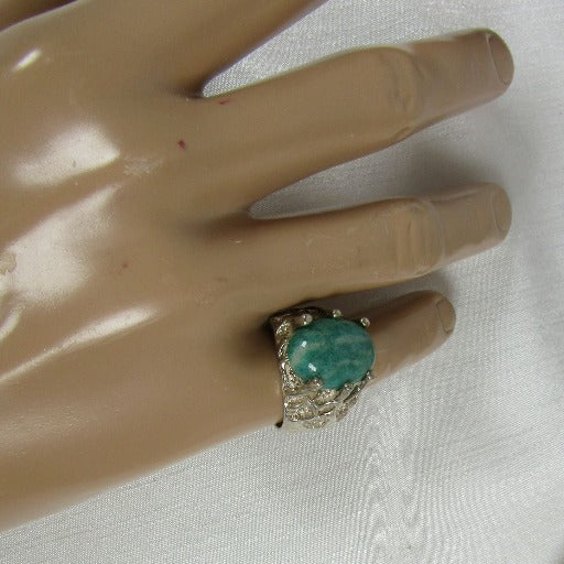 Man's Blue Green Gemstone Amazonite Ring Size 10 1/2 - VP's Jewelry