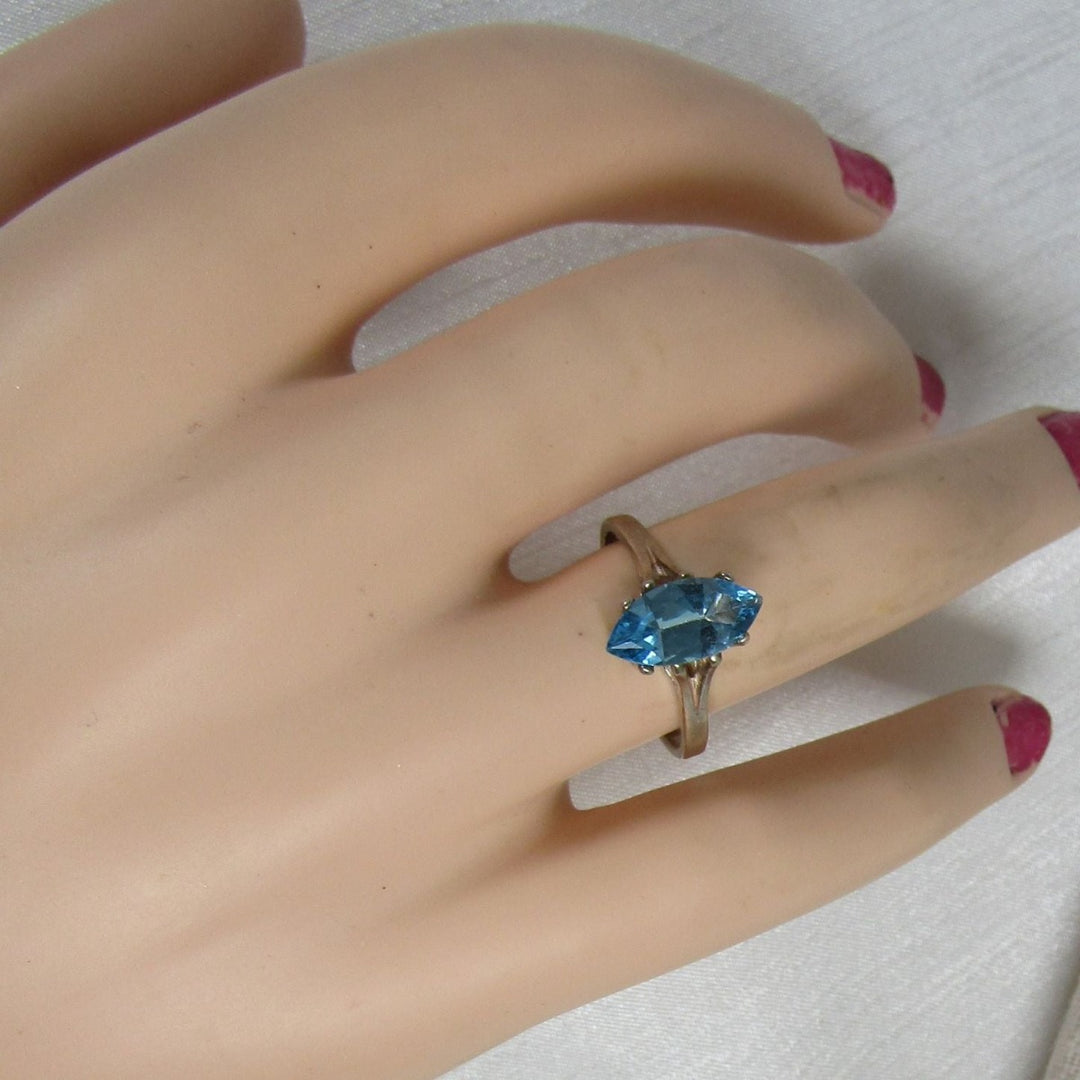 Woman's Swiss Blue Marquis Cut Fashion Ring
