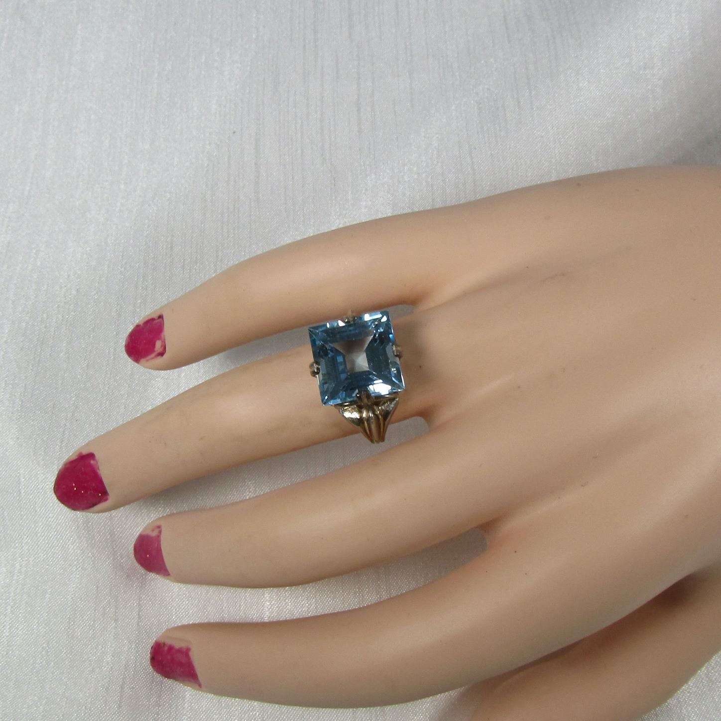 Swiss Blue Topaz Princess Cut Ring Size 7